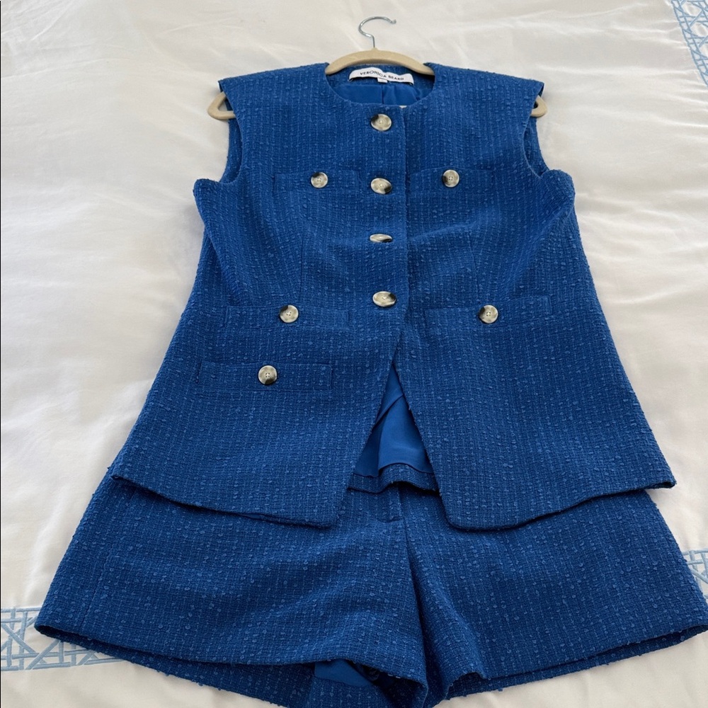 Veronica Beard Cobalt Tamara Vest and Shorts